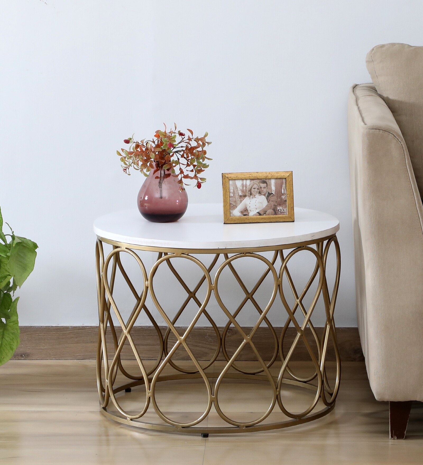 Enticer Metal End Table In Gold Finish Enticer Metal End Table In Gold Finish