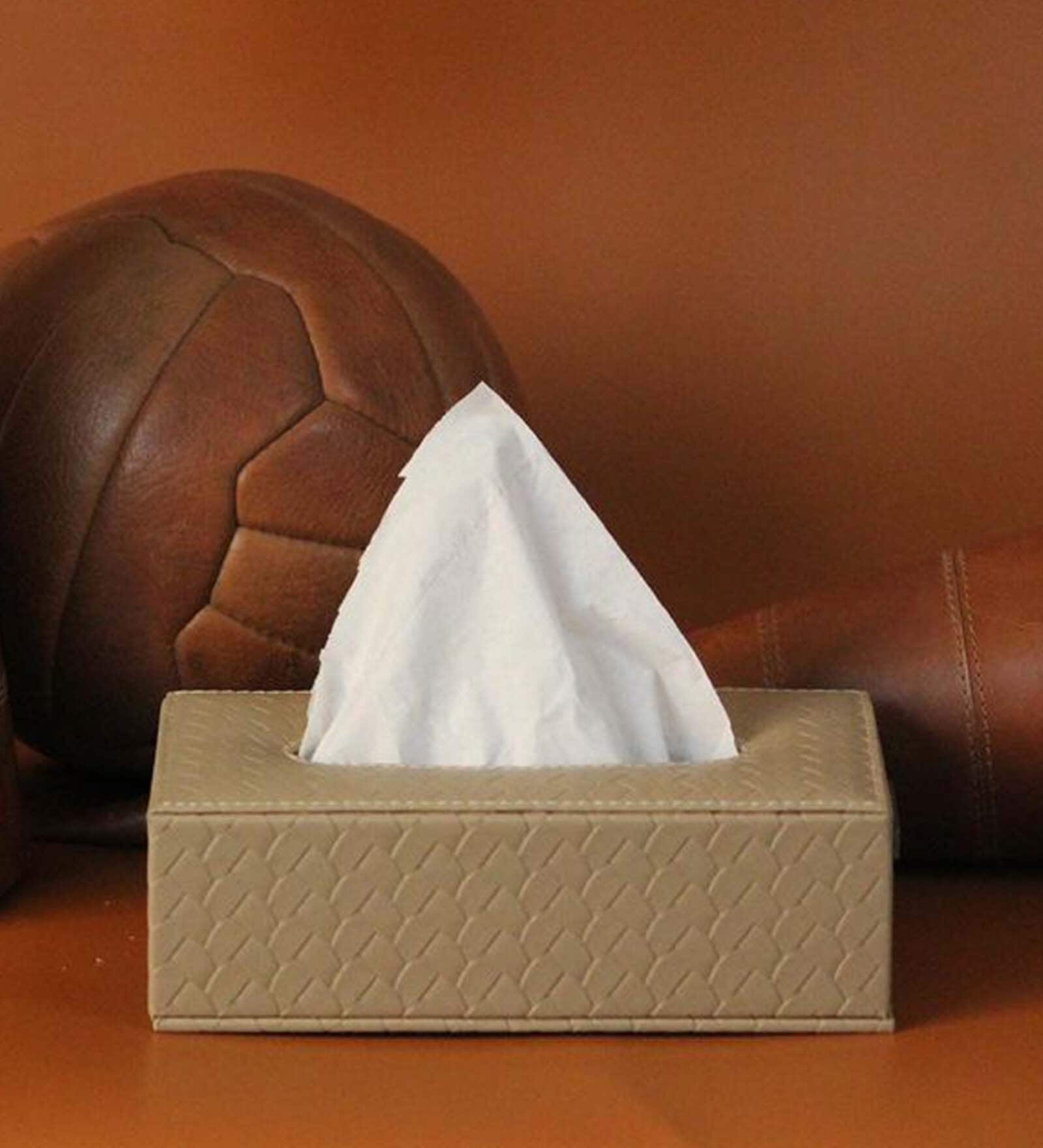 Entwine Cream Vegan Leather Tissue Box