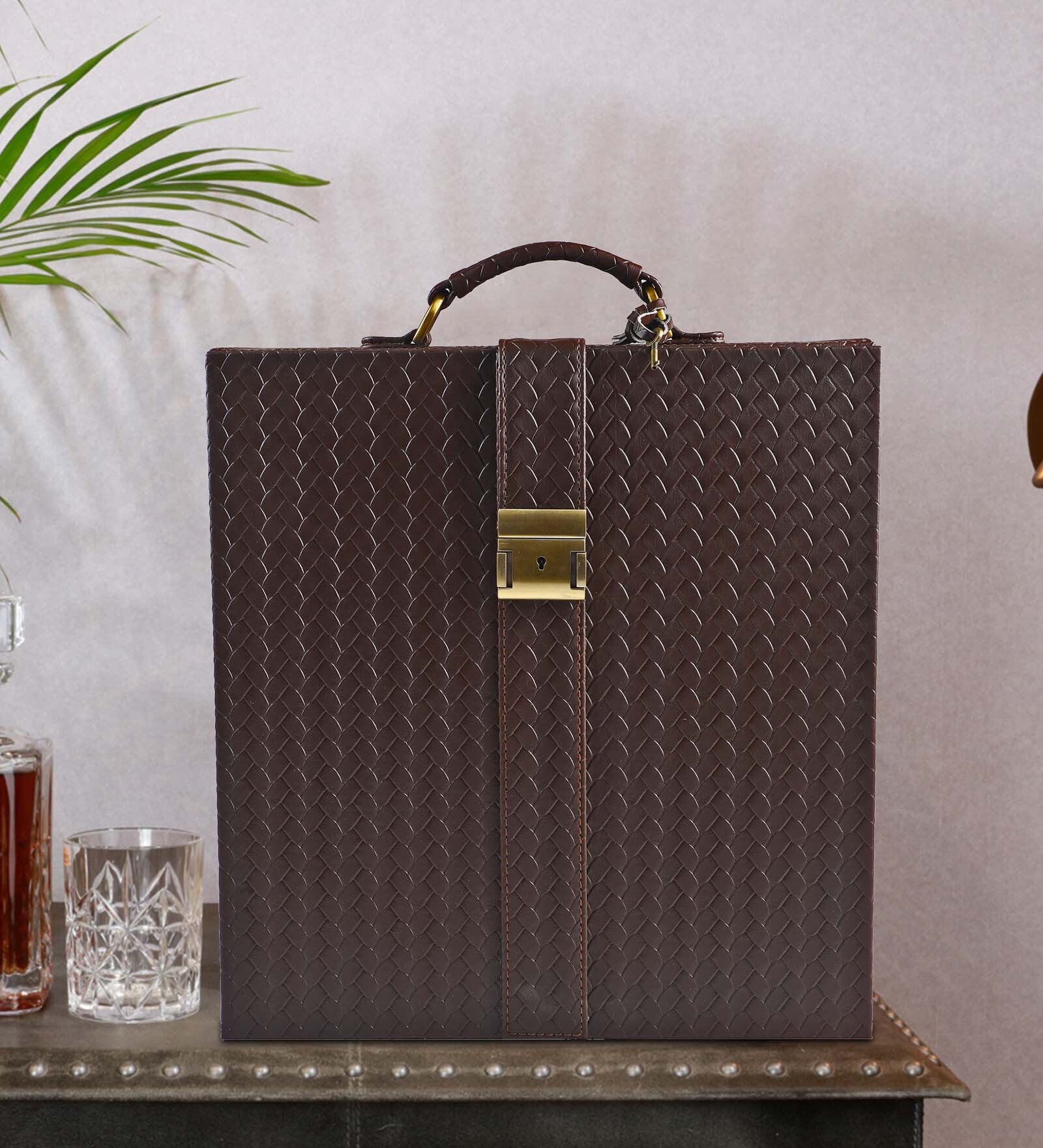 Entwine Brown Vegan Leather (Set of 3) Bar Set