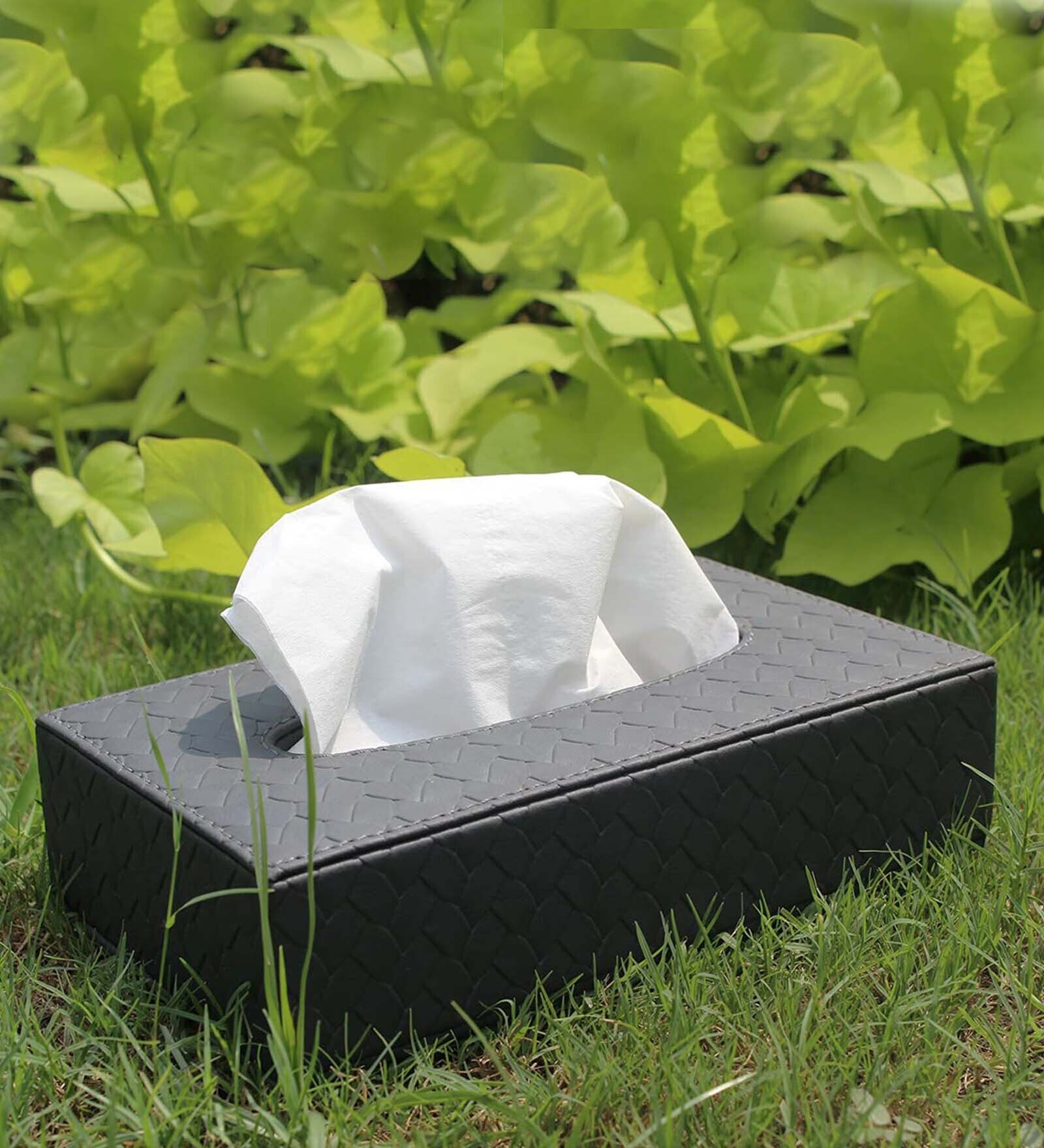 Entwine Grey Vegan Leather Tissue Box