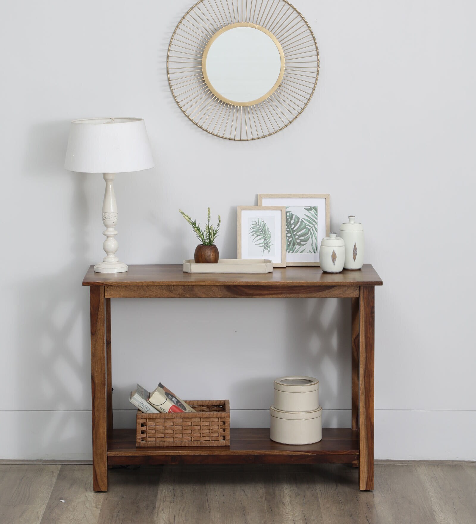 Enumclaw Sheesham Wood Console Table In Scratch Resistant Provincial Teak Finish