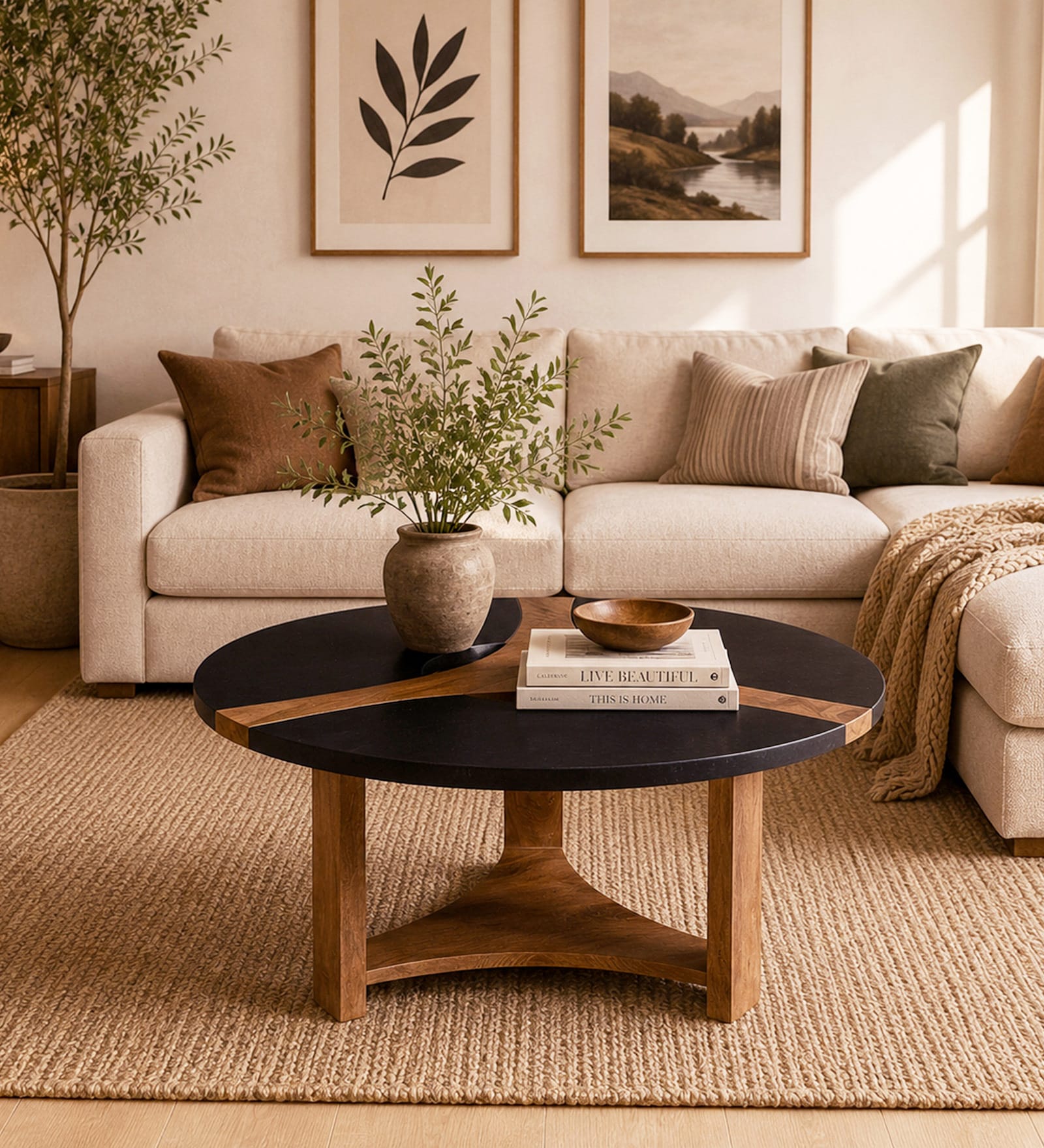 Enzo Mango Wood Coffee Table In Dual Tone Finish