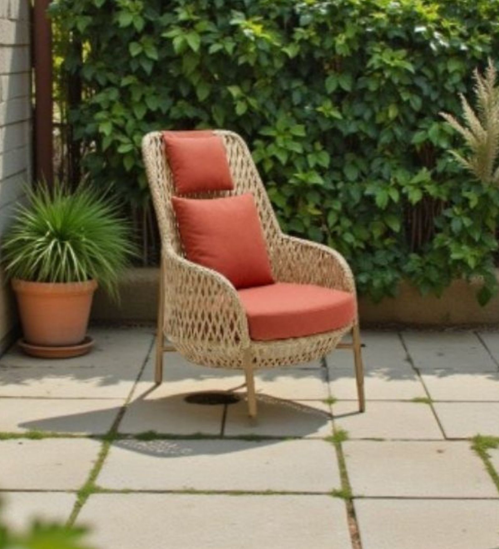 Enzo Wicker Outdoor Relax Chair In Light Brown Colour