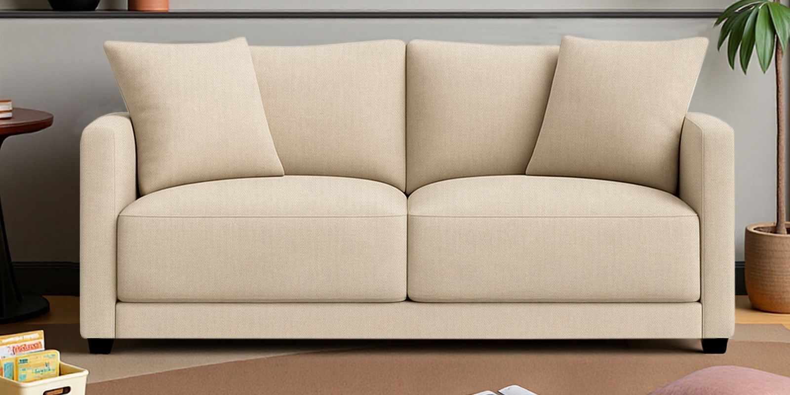 Enchant 2.0 Fabric 2 Seater Sofa In Silk Cream Colour