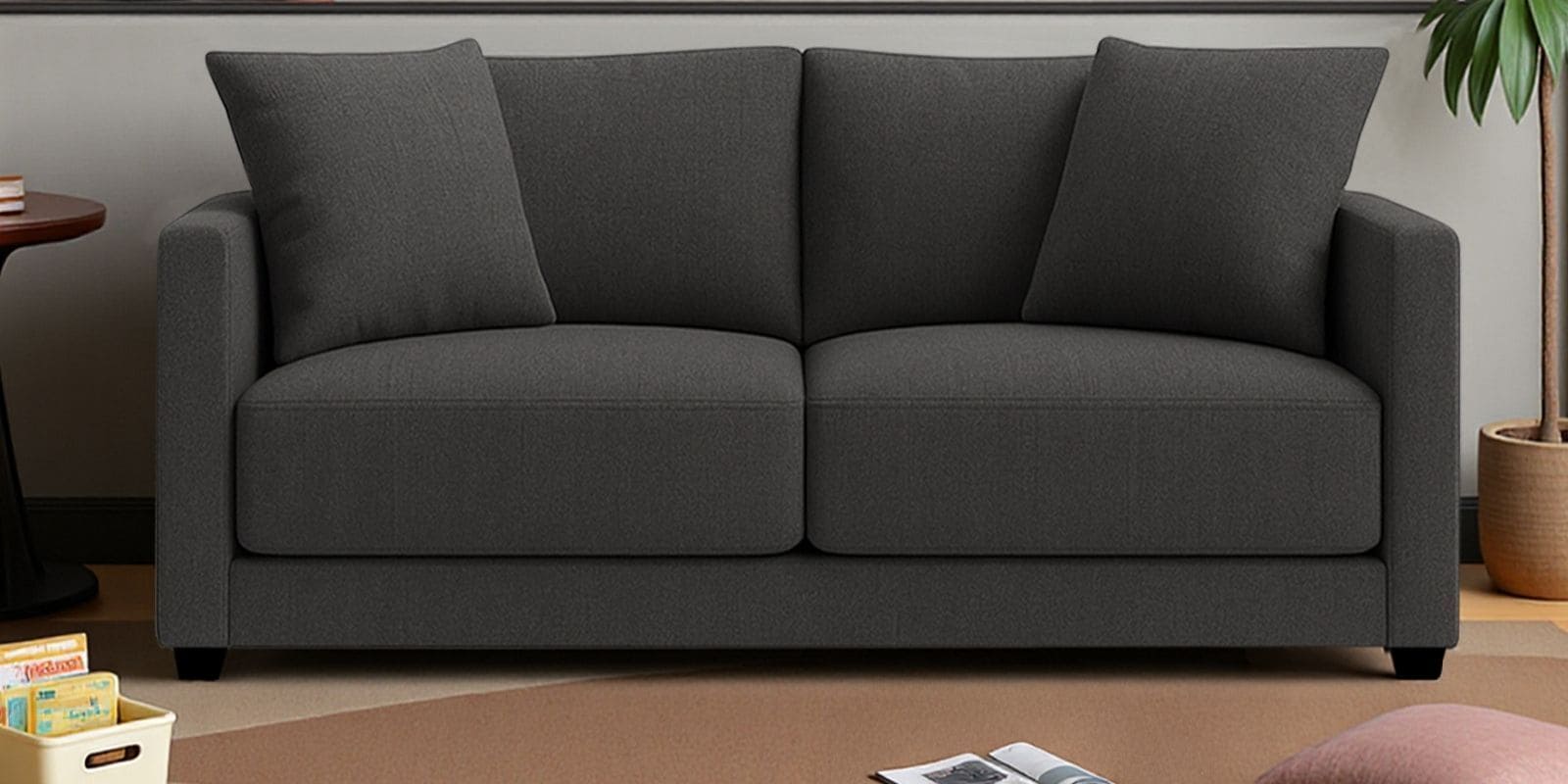 Enchant 2.0 Fabric 2 Seater Sofa In Steel Grey Colour