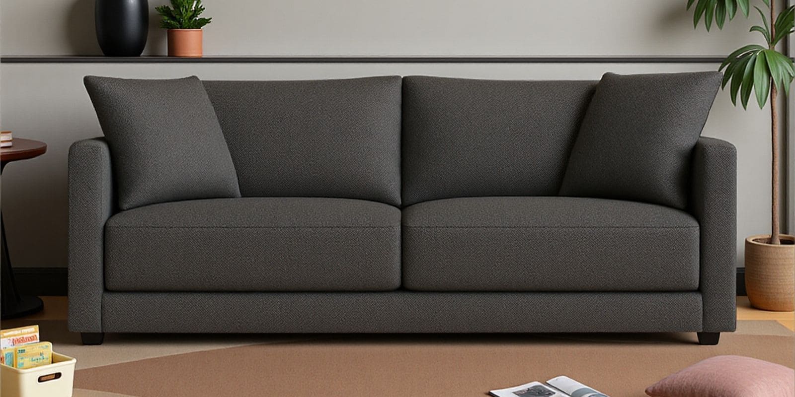 Enchant 2.0 Fabric 3 Seater Sofa In Steel Grey Colour