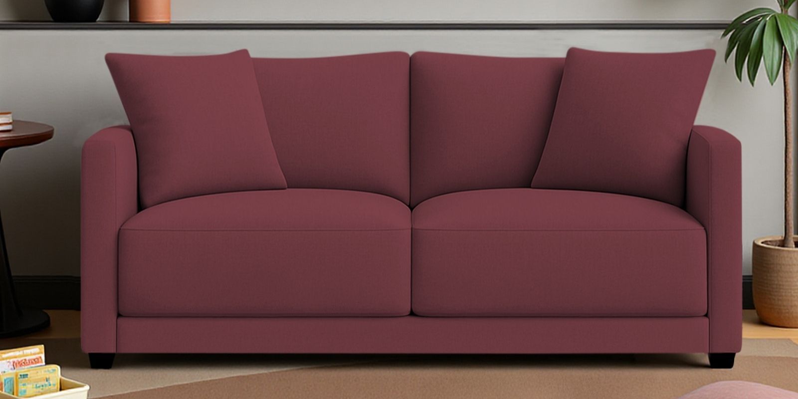 Enchant 2.0 Velvet 2 Seater Sofa In Berry Wine Colour