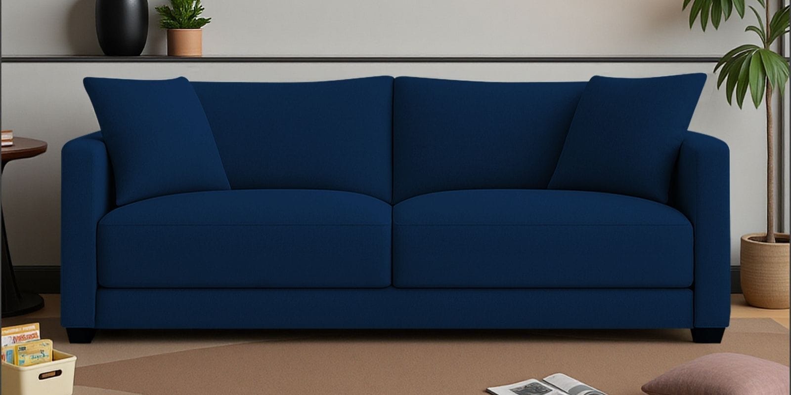 Enchant 2.0 Velvet 3 Seater Sofa In Celestial Blue Colour
