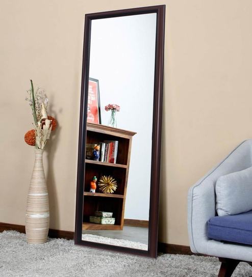 Framed Floor Rested Mirror In Maroon Colour By Delightful Decor