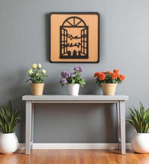 Engineering Wood Laser Cut Birds Design Wall Art In Black & Brown Finish