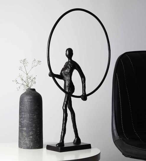 Enigmatic Embrace Black Aluminium Showpiece