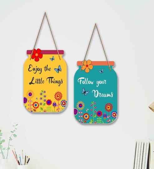 Enjoy the Little Things & Follow Your Dreams Quotes Wooden Wall Hangings