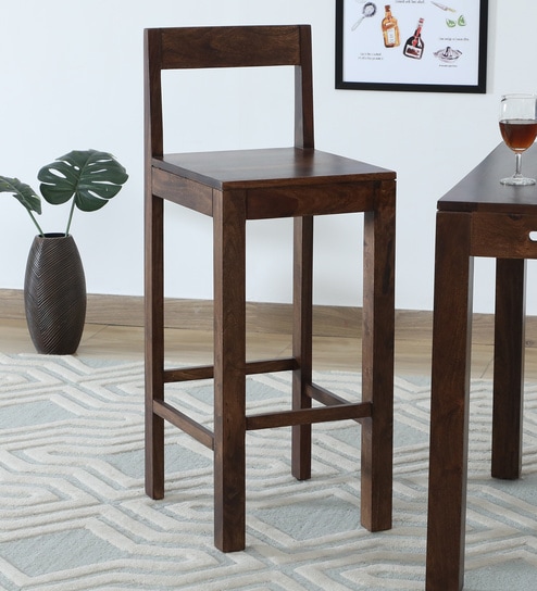Enkel Sheesham Wood Bar Chair In Provincial Teak Finish
