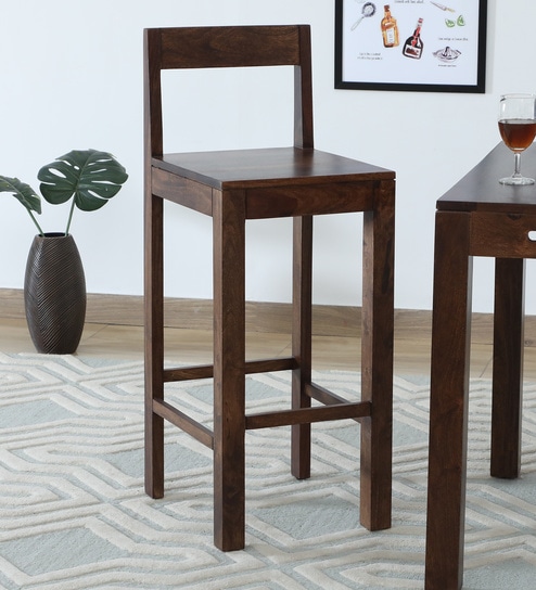 Enkel Sheesham Wood Bar Chair In Provincial Teak Finish