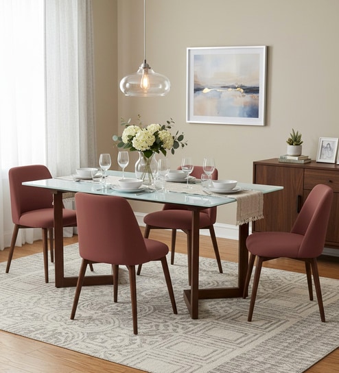 Enrico Mango wood  4 Seater Dining  Set With  White Porcelain Top