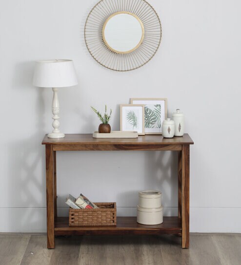 Enumclaw Sheesham Wood Console Table In Scratch Resistant Provincial Teak Finish