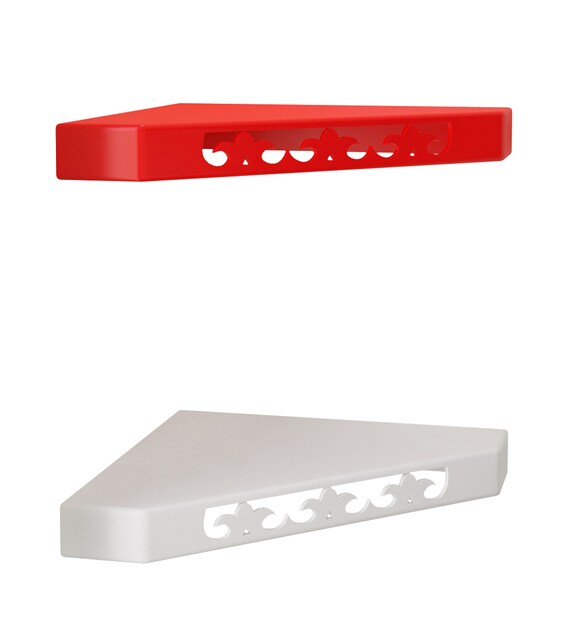 Buy Set of 2 Engineered Wood Corner Wall Shelf in Red Colour by Home