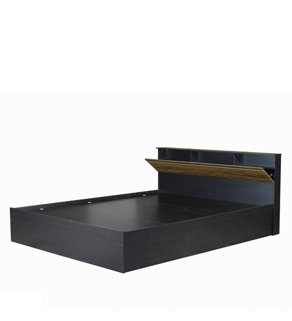 Buy Enri Queen Size Bed with Storage in Wenge Finish Mintwud by