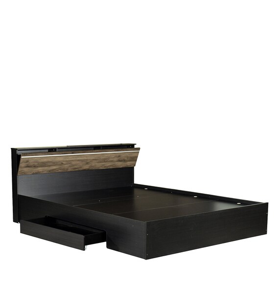 Buy Enri Queen Size Bed with Storage in Wenge Finish Mintwud by
