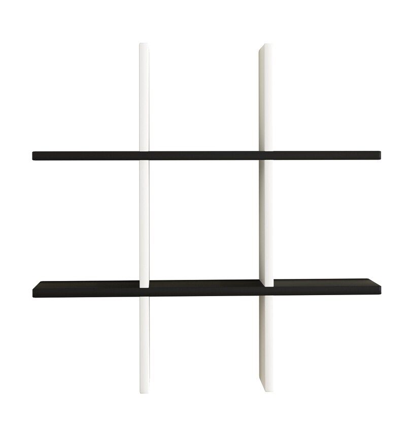 Buy Engineered Wood Floating Wall Shelves in White Color by Home