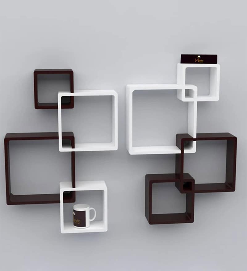 Buy Engineered Wood Floating Wallshelves in Black Colour By Wooden ...