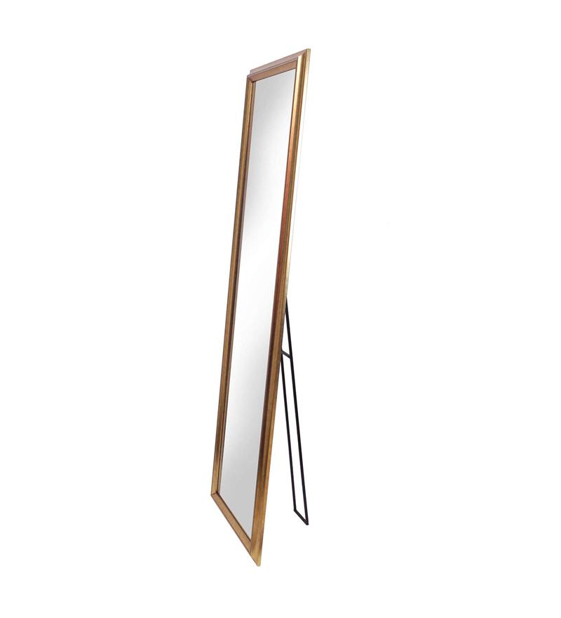 Buy Framed Full Length Wall Mirror In Golden Colour By Zahab Online