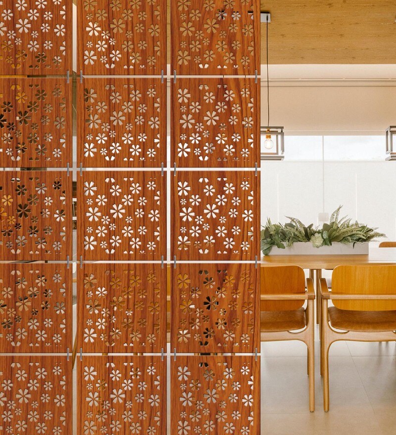 Buy Engineered Wood Hanging Room Divider in Wine Red Colour by Random