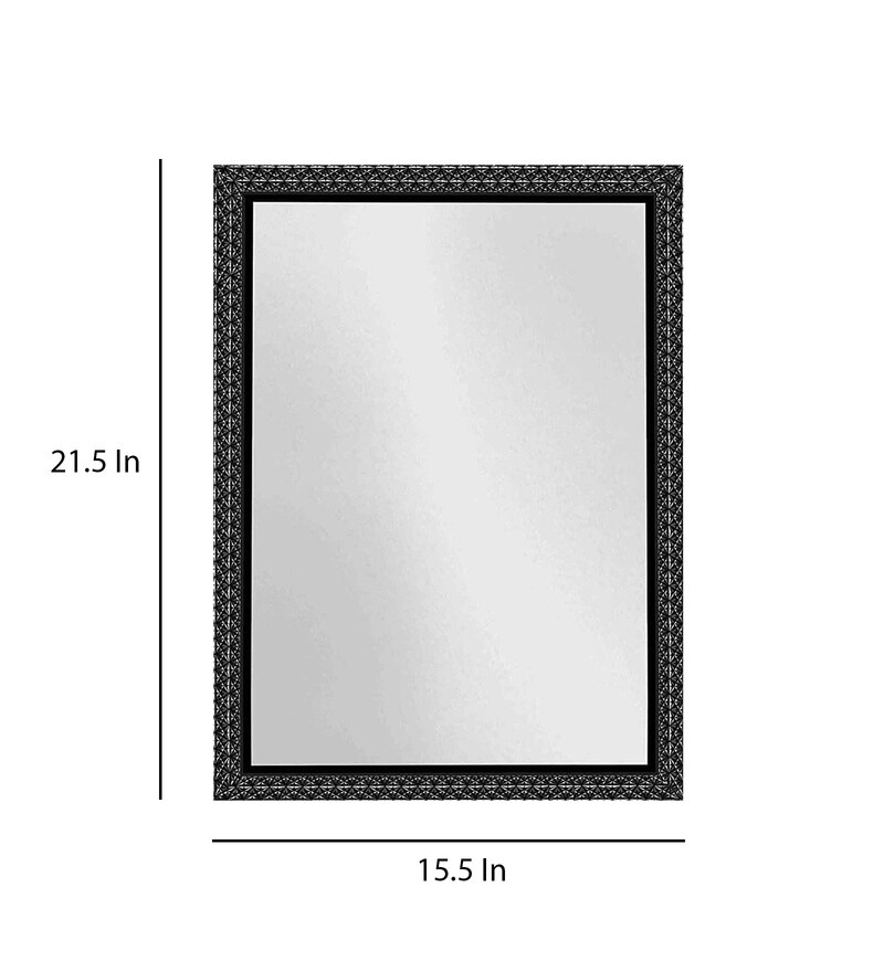 Buy Engineered Wood Rectangle Wall Mirror in Black Colour by