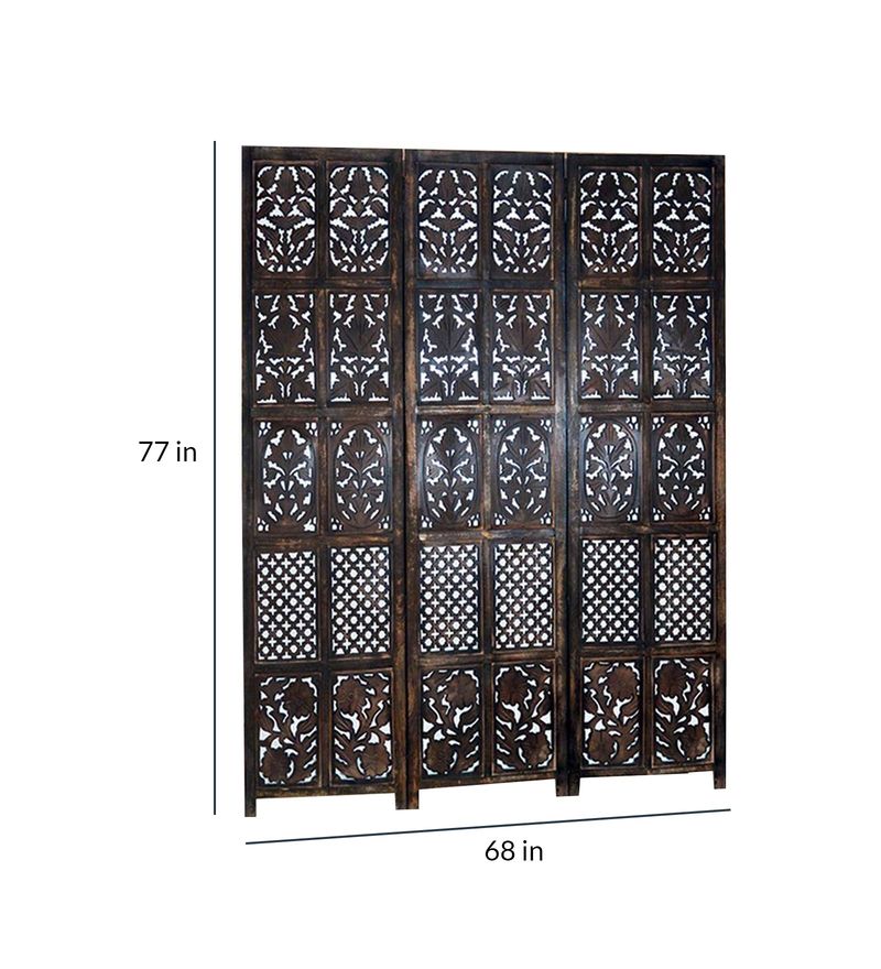 Buy Engineered Wood Room Divider in Brown Colour by Wood Decor City Online Folding Screen