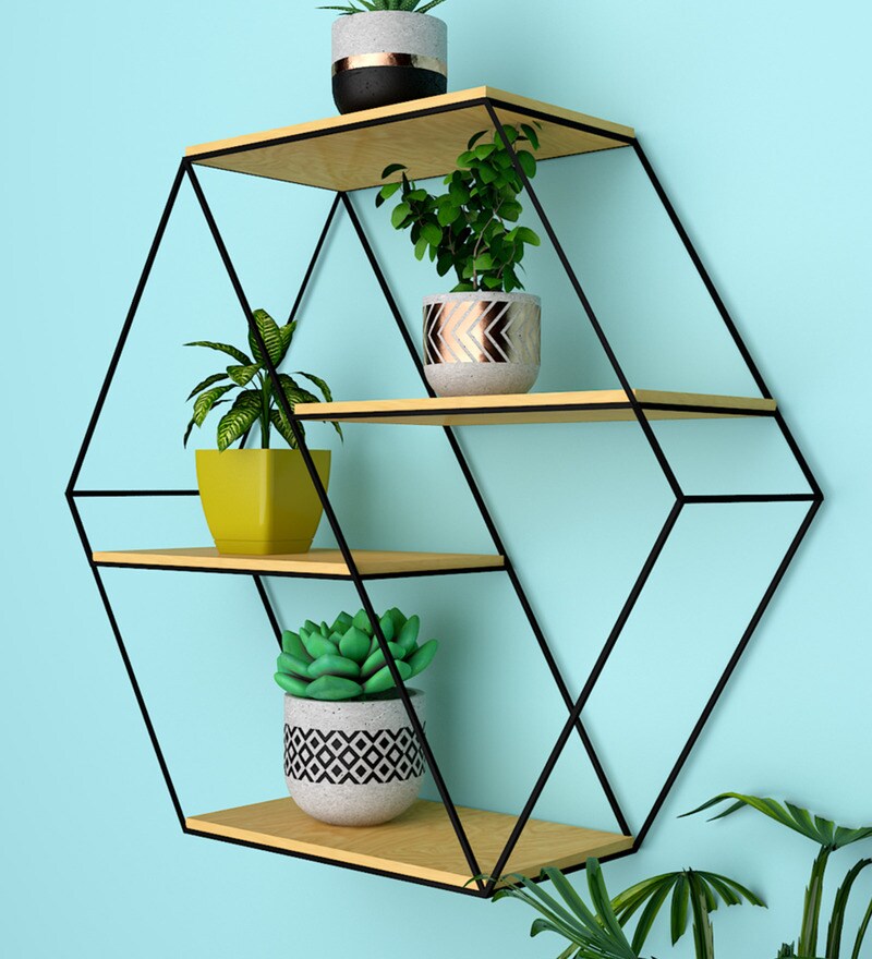 Buy Metal Wall Shelf in Brown Colour By WallMantra Online Modern Wall Shelves Wall Shelves