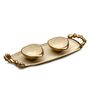 Enamel White & Gold Aluminium (Set of 3) Snack Bowl with Tray