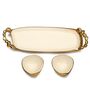 Enamel White & Gold Aluminium (Set of 3) Snack Bowl with Tray