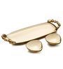 Enamel White & Gold Aluminium (Set of 3) Snack Bowl with Tray