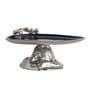 Enamel Jet Black & Silver Aluminium Cake Stand