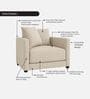 Enchant 2.0 Fabric 1 Seater Sofa In Silk Cream Colour