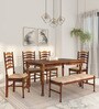 Encore Sheesham Wood 6 Seater Dining Set In Provincial Teak Finish With Bench