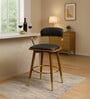 Engineered Wood Bar Stool With Black Cushion