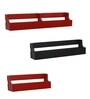 Set of 3 Engineered Wood 3 Pocket Floating Wall Shelf in Red Colour
