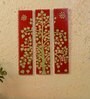 Engineered Wood Hand Painted Wooden Wall Art In Red