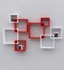 Engineered Wood intersecting Wall Shelf in Red Colour