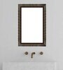 Brown Engineered Wood Artistic Wall Mirror