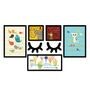 Brown Engineered Wood Framed Art Print Set of 5