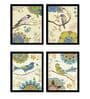 Multicolored Engineered Wood Tropical Birds Framed Art Print (Set of 4)