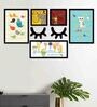 Brown Engineered Wood Framed Art Print Set of 5