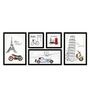 Yellow Engineered Wood Framed Art Print Set of 5