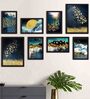 Artistic Black Engineered Wood Framed Art Print Set of 8