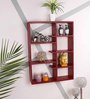Engineered Wood Wall Shelf in Red Colour