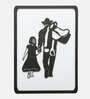 Engineering Wood Laser Cut Cowboy With His Daughter Wall Art In Black & White Finish