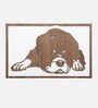 Engineering Wood Laser Cut Cute Dog Wall Art In White & Brown Finish
