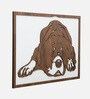 Engineering Wood Laser Cut Cute Dog Wall Art In White & Brown Finish